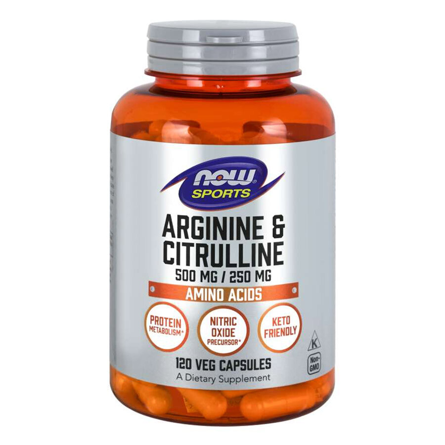 NOW Foods Arginine 500mg con citrullina 250 mg-120 Caps NOW0037