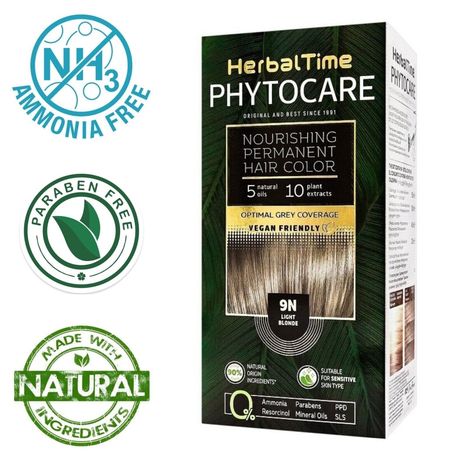 Tinta per capelli nutriente senza ammoniaca 9N Biondo chiaro Herbal Time