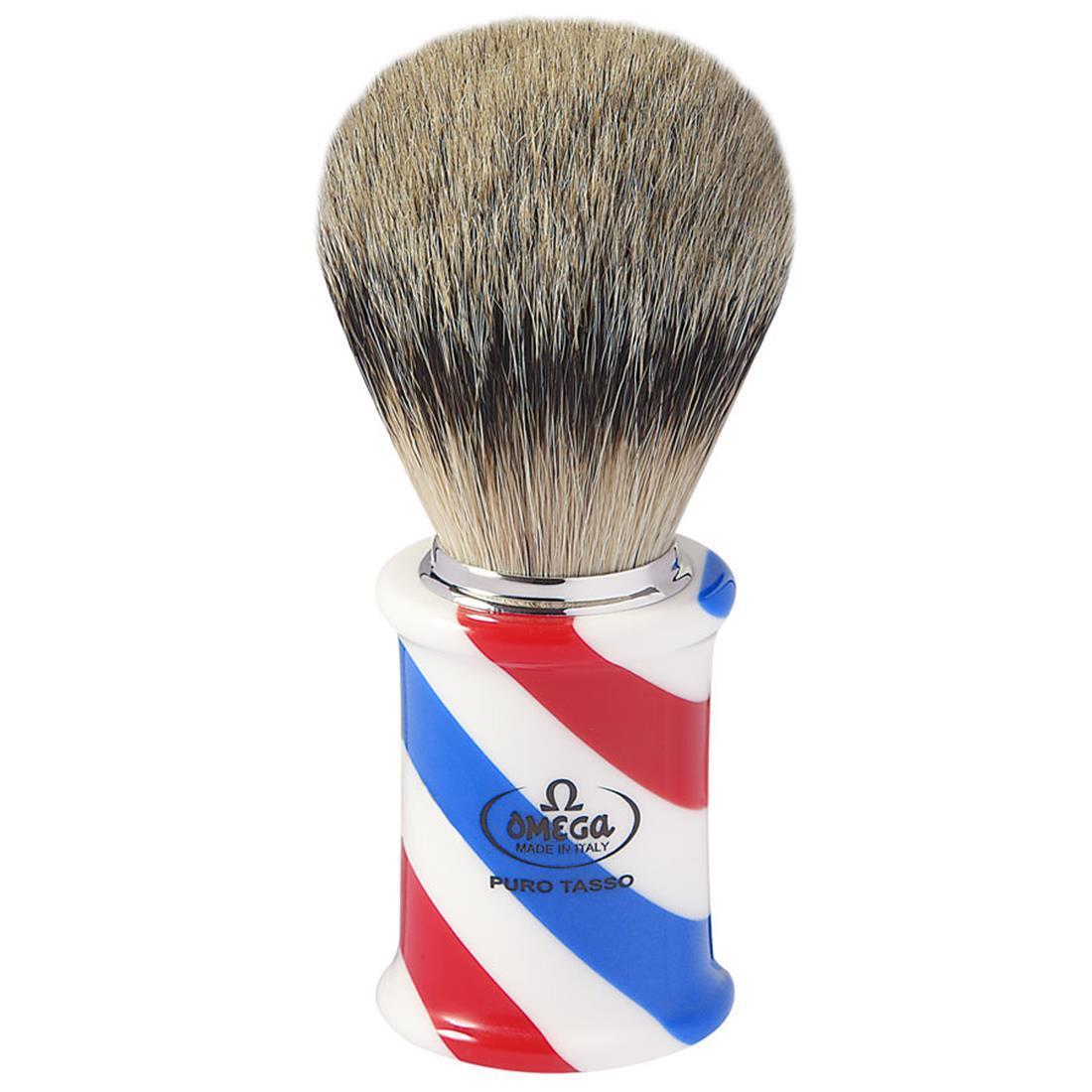 PENNELLO DA BARBA OMEGA TASSO SUPER 6735 BARBER POLE SHAVING BRUSH