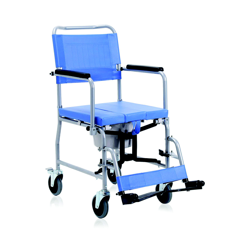Sedia Komoda Pieghevole con schienale smontabile 4 Ruote Azzurro Mopedia