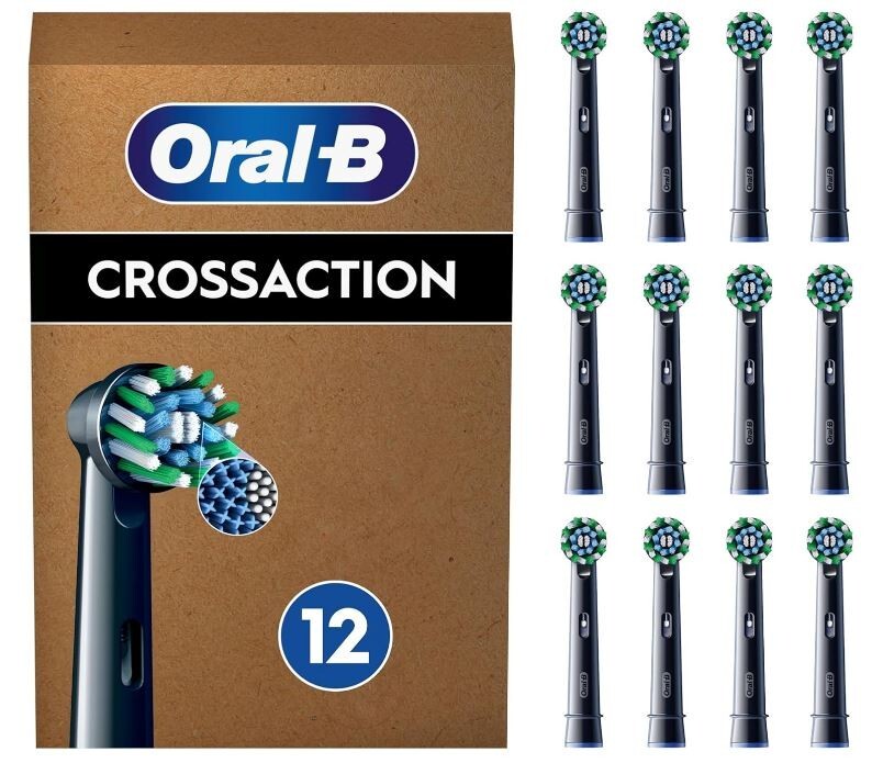 Oral-B Cross Action Black Testine Di Ricambio Nero Confezione Da 12 Clean MAXI