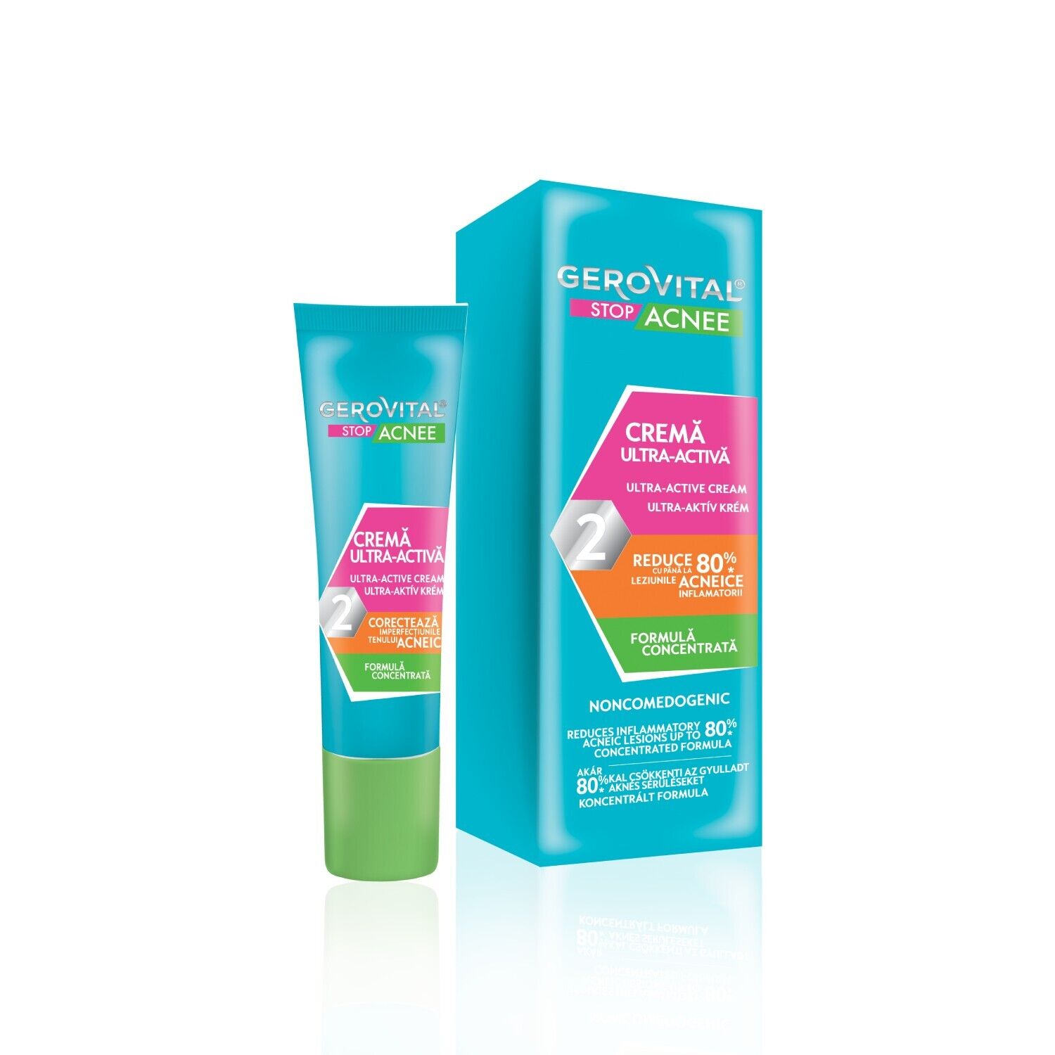 Crema Ultra-Attiva Anti Acne con Acido Salicilico per Viso, Gerovital Stop Acnee