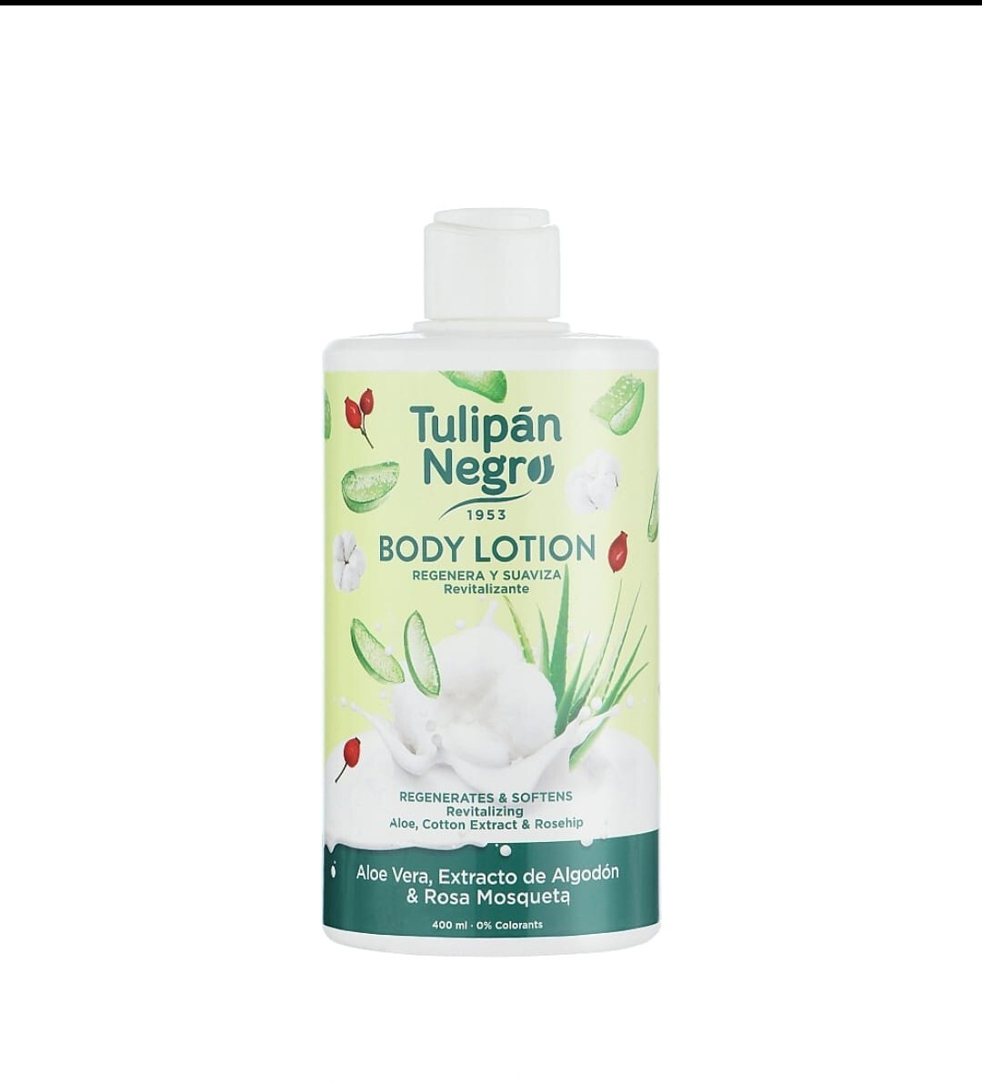 Tulipan Negro Body Lozione Corpo Aloe Vera,  Algodón E Rosa 400Ml Rigenerante