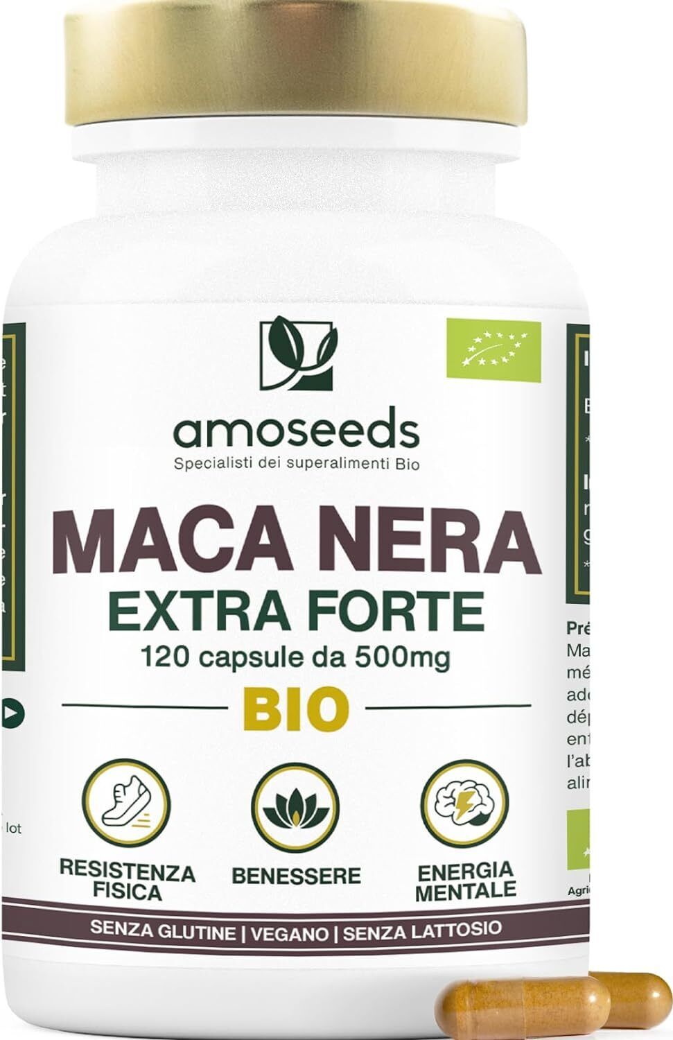 Maca Peruviana Nera BIO, 10 000mg al giorno Estratto di radice di Maca 120  CPS