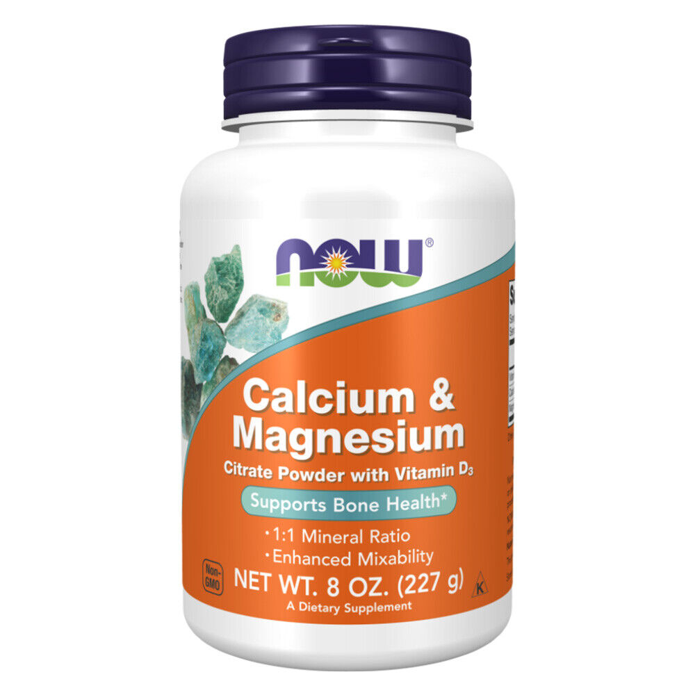 NOW FOODS - Calcium & Magnesium Citrate Powder + Vitamin D3, 227g (in polvere)
