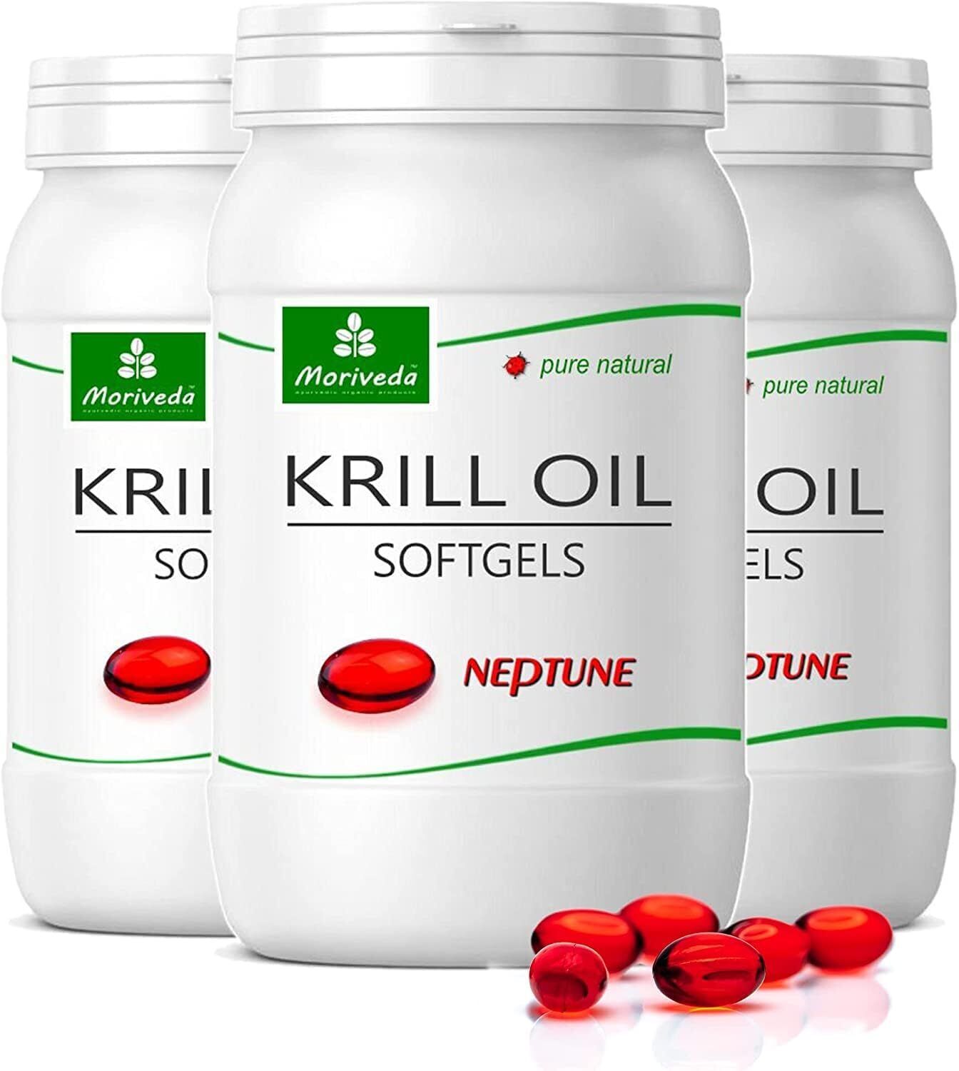 MoriVeda Neptune Krill Oil Capsule Omega 3-6-9 alta qualità Astaxantina 3x90 CPS