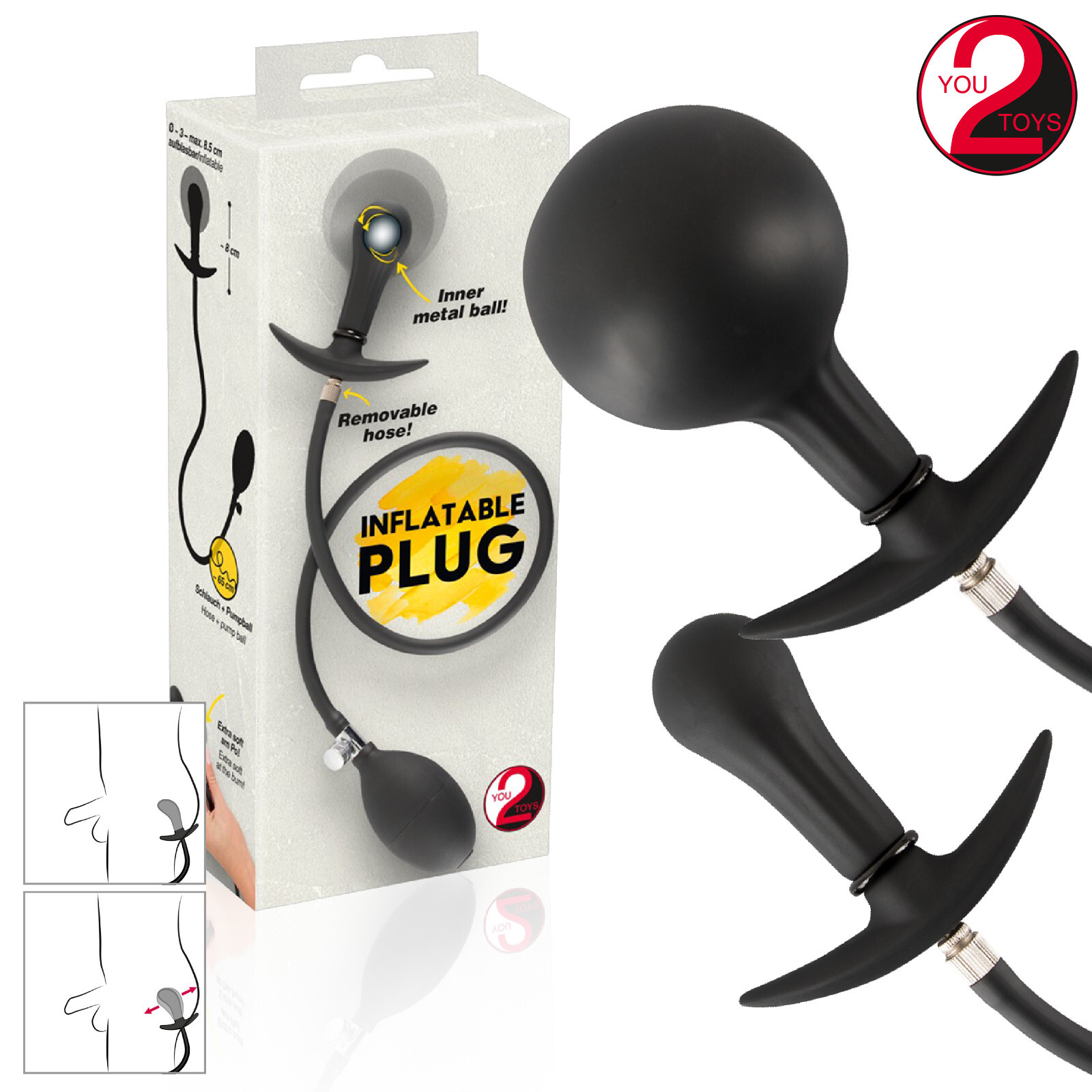 Plug Anale Gonfiabile Nero, Inflatable Buttplug