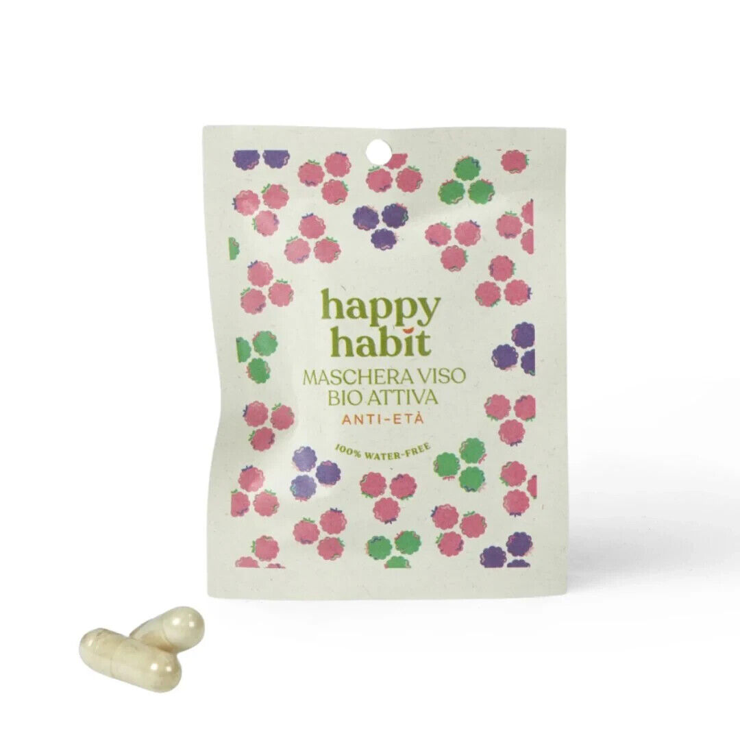 Happy Habit Maschera Viso in Polvere Bio Attiva Anti-Età Vegan 2 Capsule