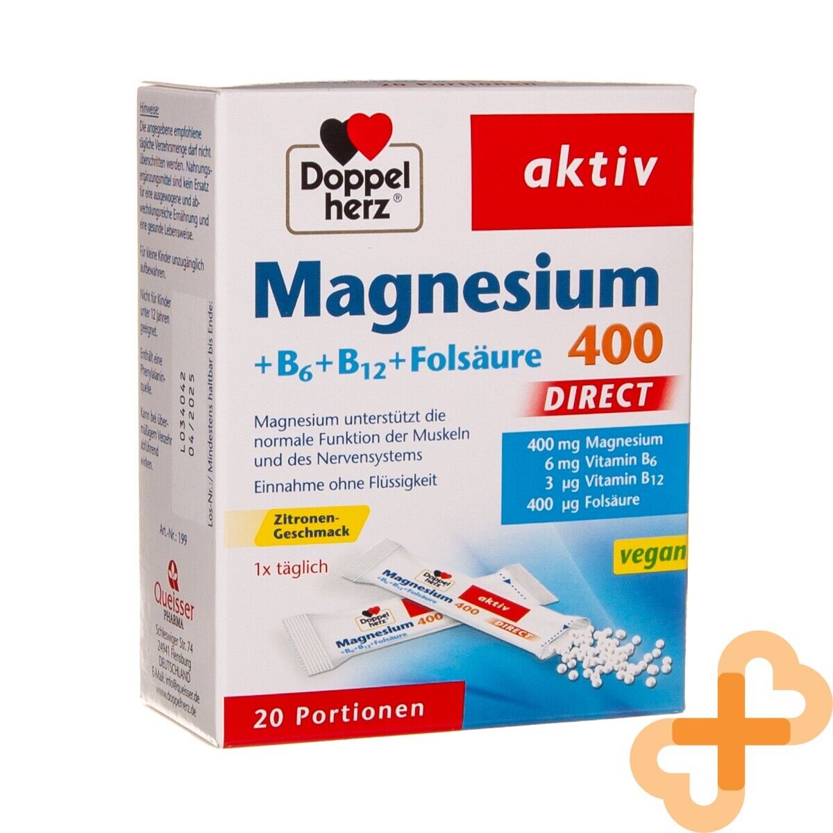 DOPPELHERZ Magnesium 400 Direct 20 bustine integratore complesso di vitamina B