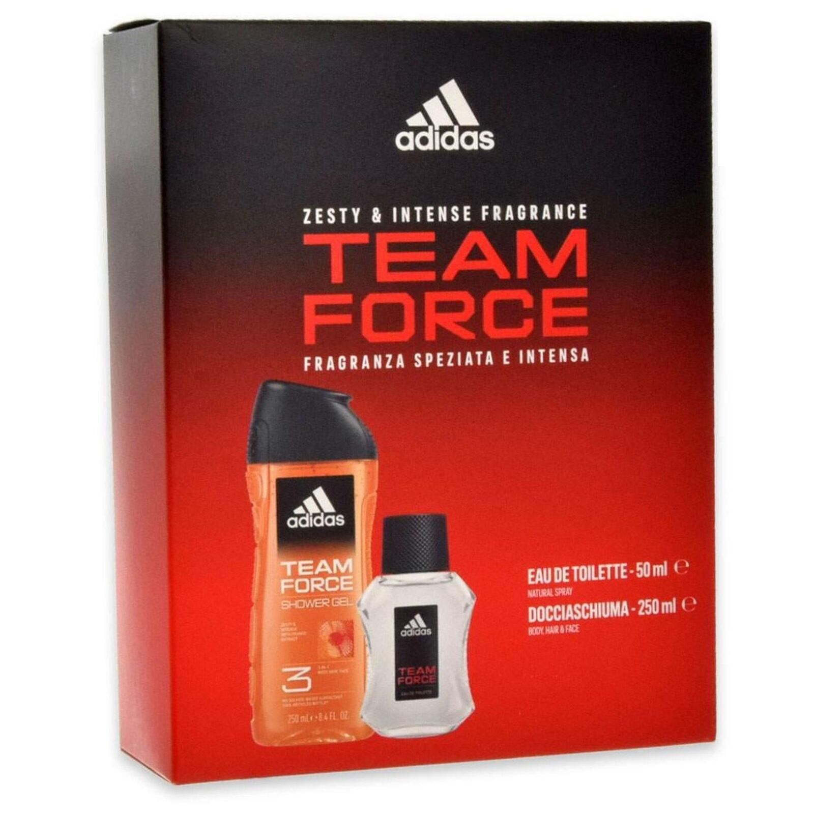 ADIDAS COFANETTO TEAM FORCE EDT 50ML E DOCCIASCHIUMA 250ML REGALO UOMO