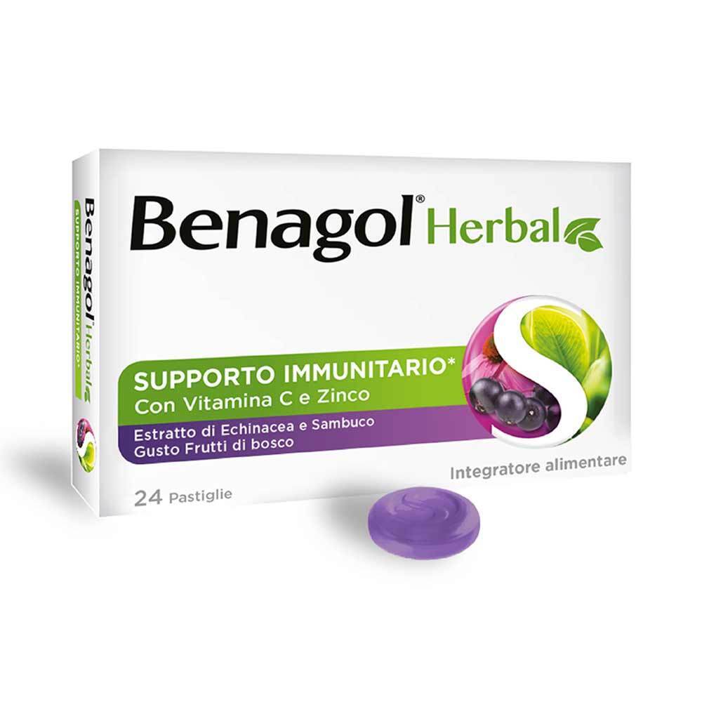 Benagol Herbal - Supporto Immunitario Vitamina C Frutti di Bosco, 24 Pastiglie