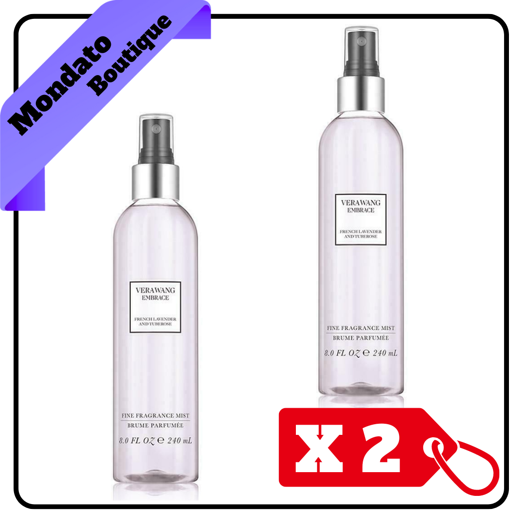 VERA WANG EMBRACE FRENCH LAVENDER & TUBEROSE BODY MIST 240ml NO GAS  (X2)