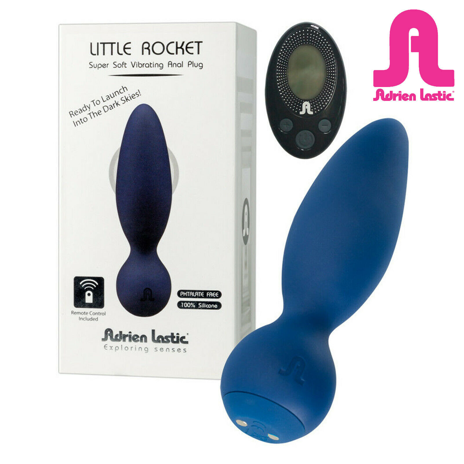 Adrien Lastic Vibratore Anale Blu Little Rocket con Controller Remote Anal Plug