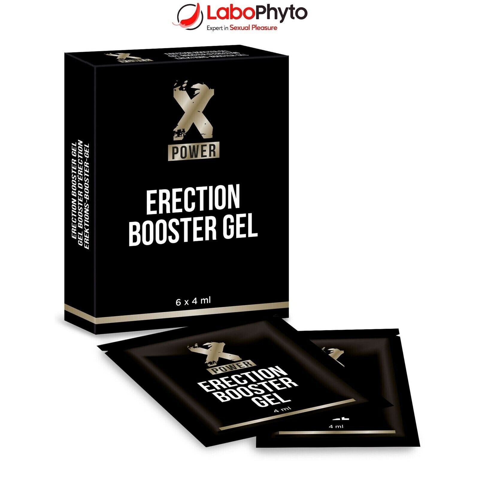 LaboPhyto uomo MIGLIORA erezione pene POWER ERECTION Booster Sachet 6 x 4 ml GEL