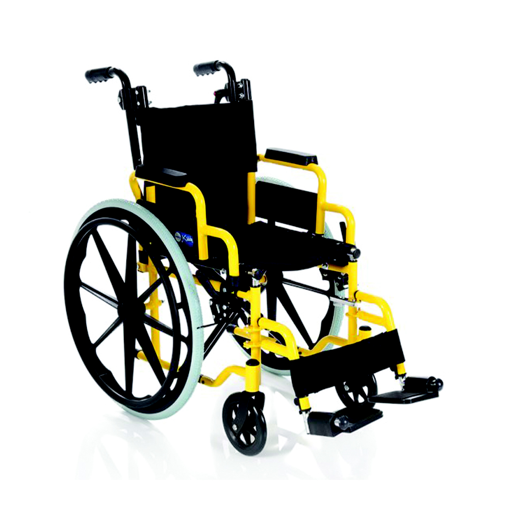 Sedia a rotelle carrozzina per Bambini Pieghevole Kiddy ad autospinta Giallo Ard