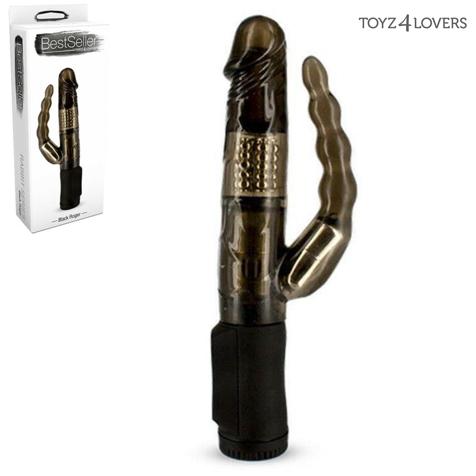 Toyz4Lovers Vibratore Rabbit Nero Roger Multifunzione Vibrazione e Sfere Rotanti