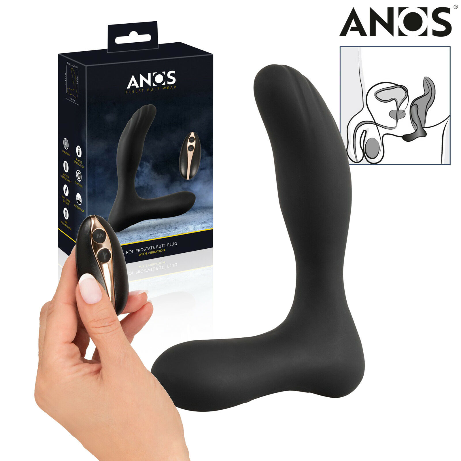 ANOS RC Prostate Plug with Vibration Remote Controlled Anal Plug Vibe Sex Toy