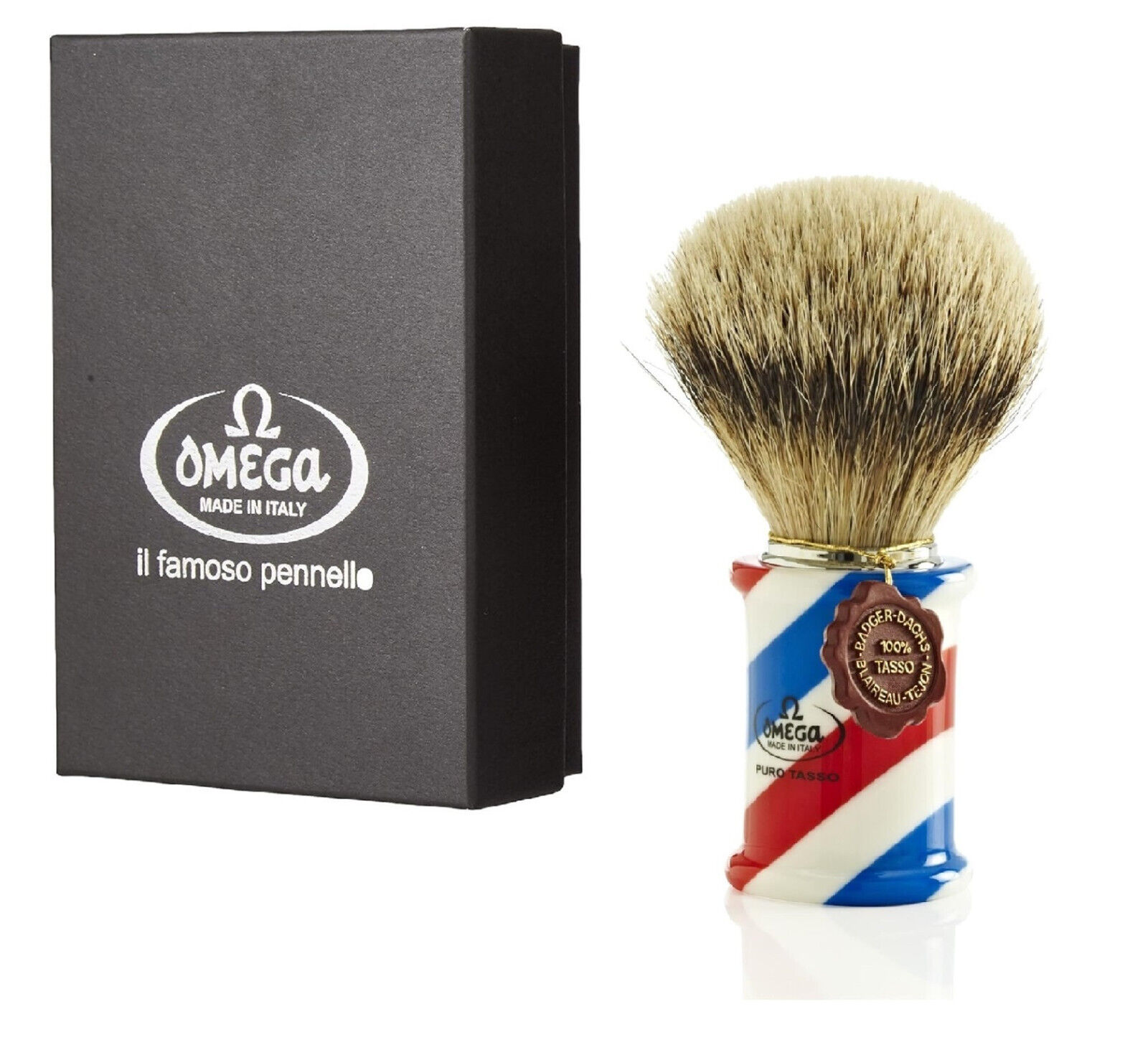 Omega 6735 pennello tasso (1°grado) barber  pool  manico resina (made in Italy)