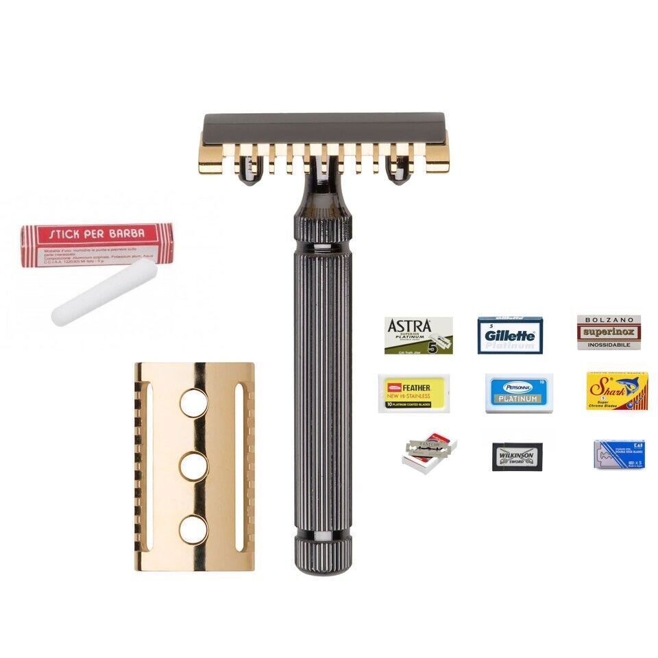 Rasoio di sicurezza Fatip Piccolo Special Edition + 9 Lamette prova e stick
