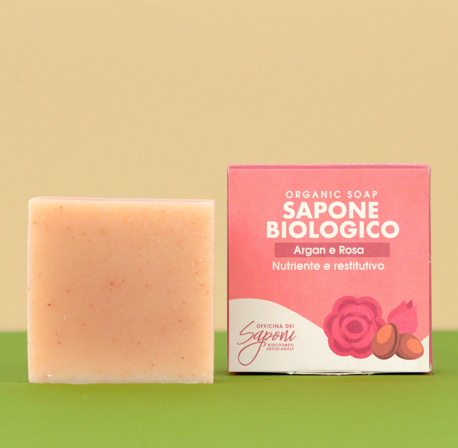 Officina dei Saponi SAPONE BIOLOGICO Argan e Rosa Nutriente Vegano 100 gr