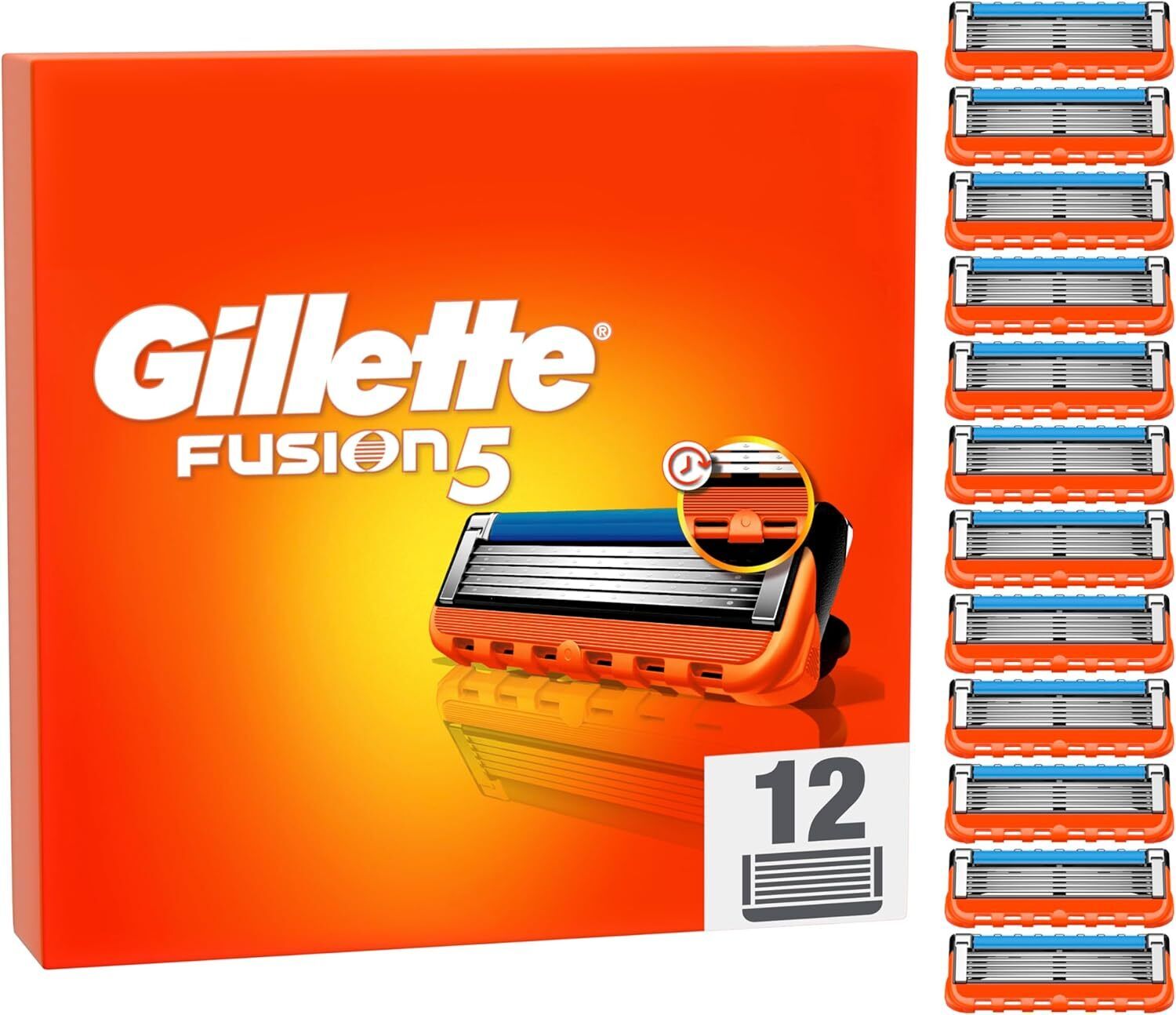 Gillette Fusion 5 LAMETTE DA BARBA, 12 RICAMBI da 5 Lame, Rasatura...