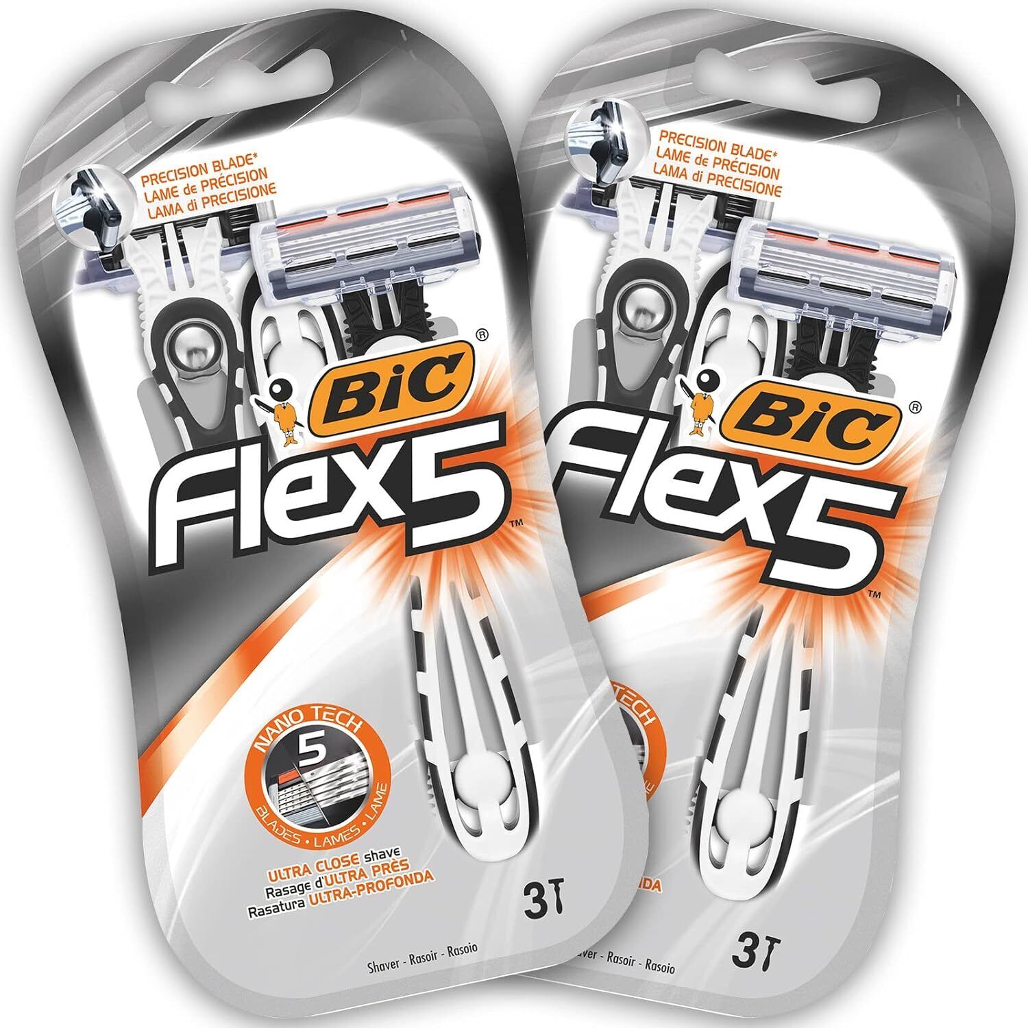 BIC RAZORS Flex5 Rasoi Usa e Getta da Uomo, Confezione 2 Pacchi a 3 Pezzi