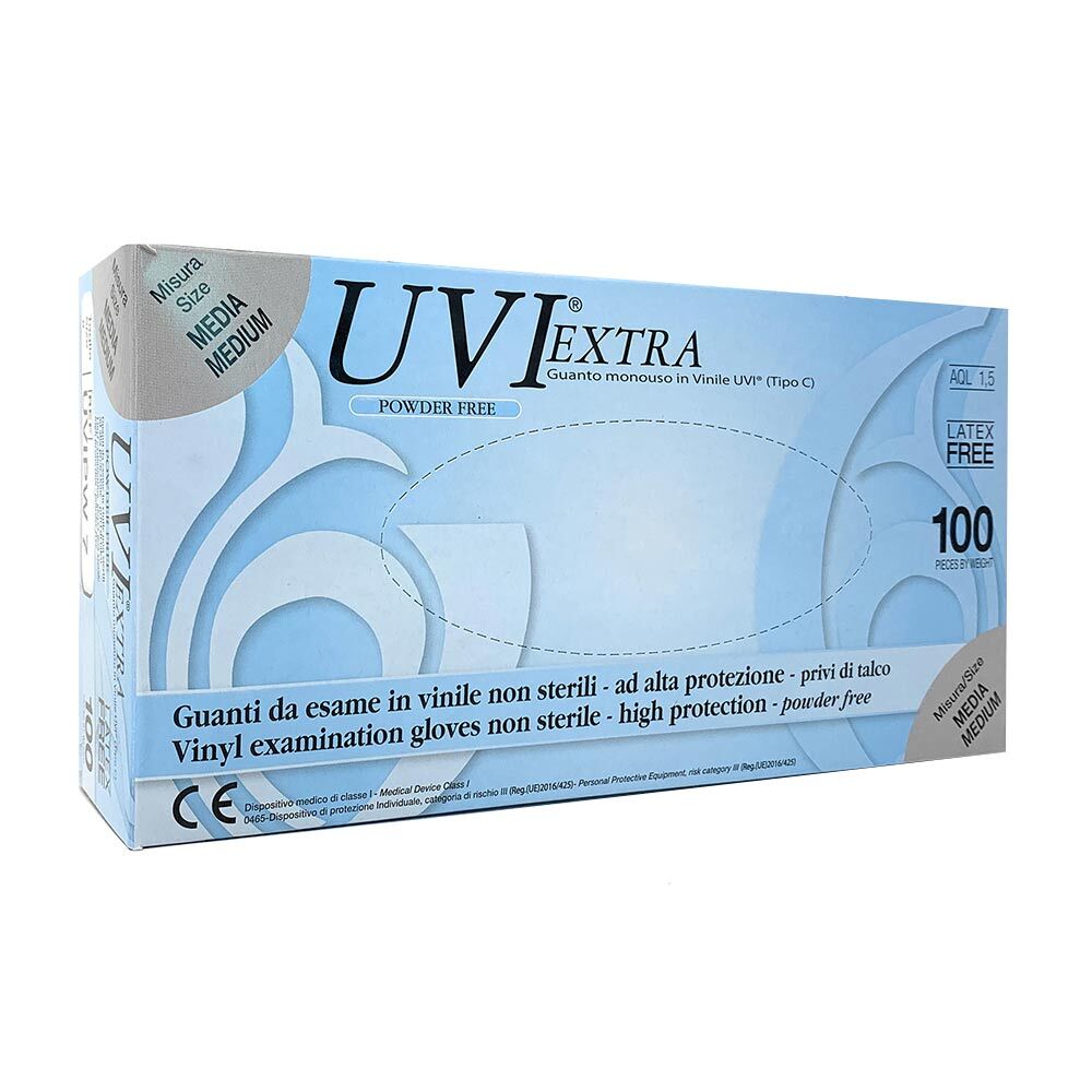 Gardening UVI Extra - Guanto monouso in Vinile Senza Talco Taglia M, 100 Guanti