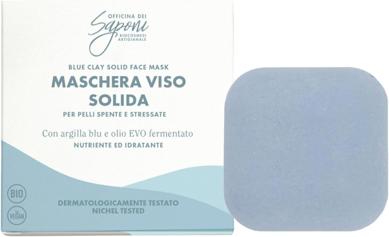 Officina dei Saponi Maschera Viso Solida Argilla Blu Nutriente Idratante 30 gr