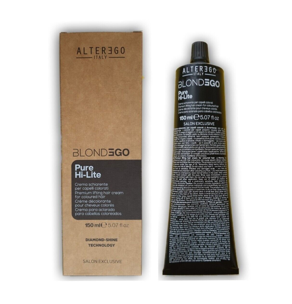ALTEREGO BLONDEGO PURE HI-LITE 150 ML, CREMA SCHIARENTE PER CAPELLI COLORATI.