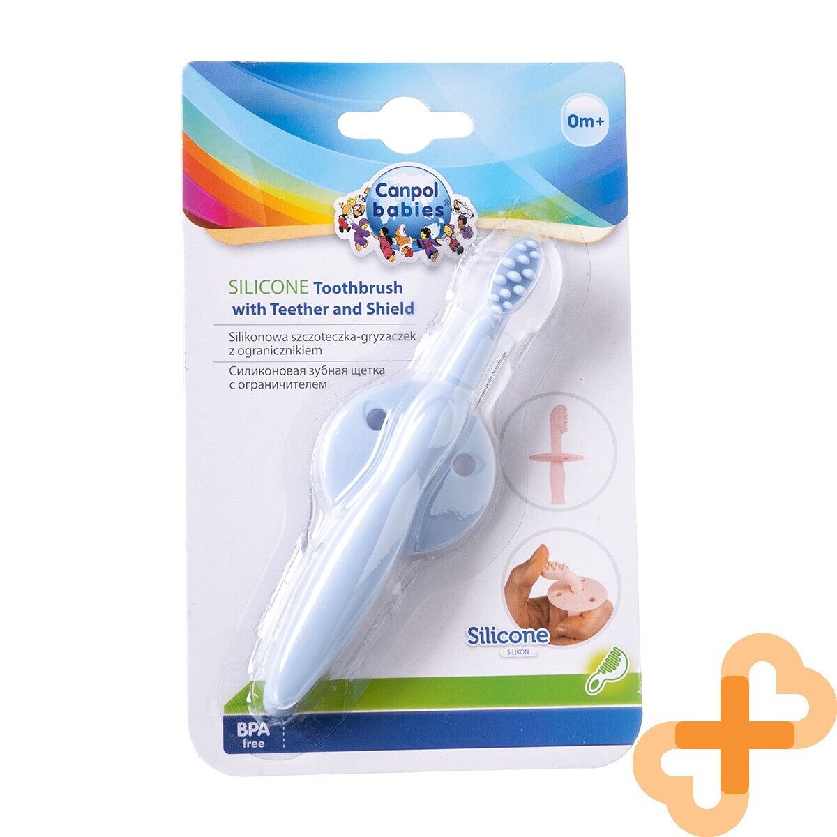 CANPOL BABIES Spazzolino da denti in silicone con dentiere e scudo blu 51/500...