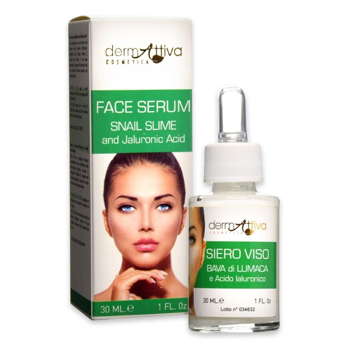 Siero Viso Bava di Lumaca E acido Ialuronico 30 ml DermAttiva