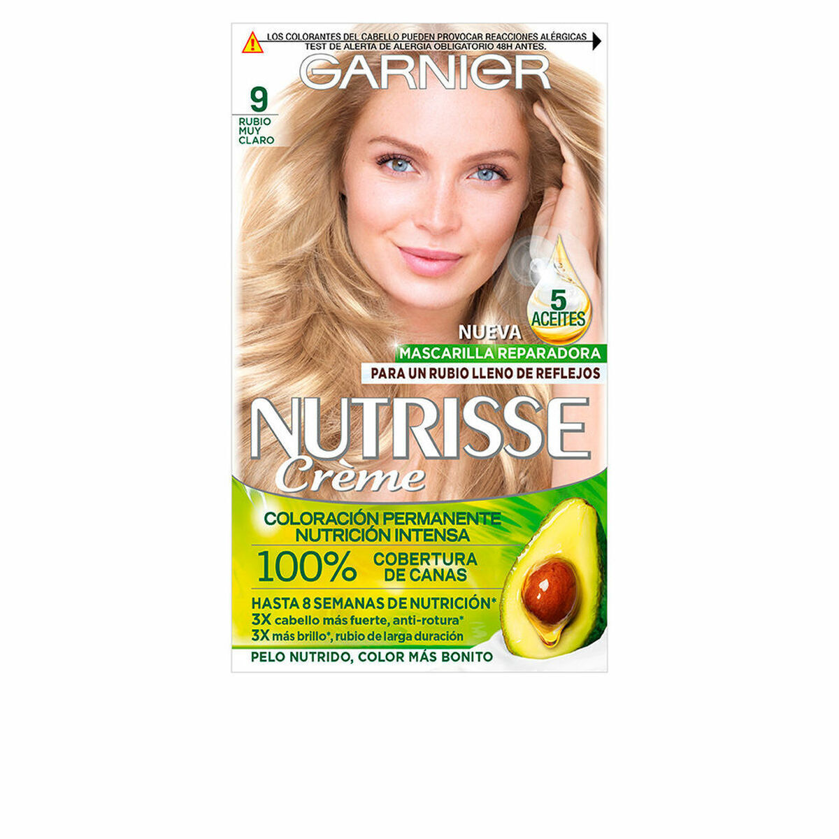 Tintura Permanente in Crema Garnier Nutrisse Nº 9.0-rubio muy claro [3 Unità]
