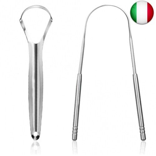 2 Pezzi Raschietti per Lingua, Pulisci lingua in Acciaio Inox, Riutilizzabile