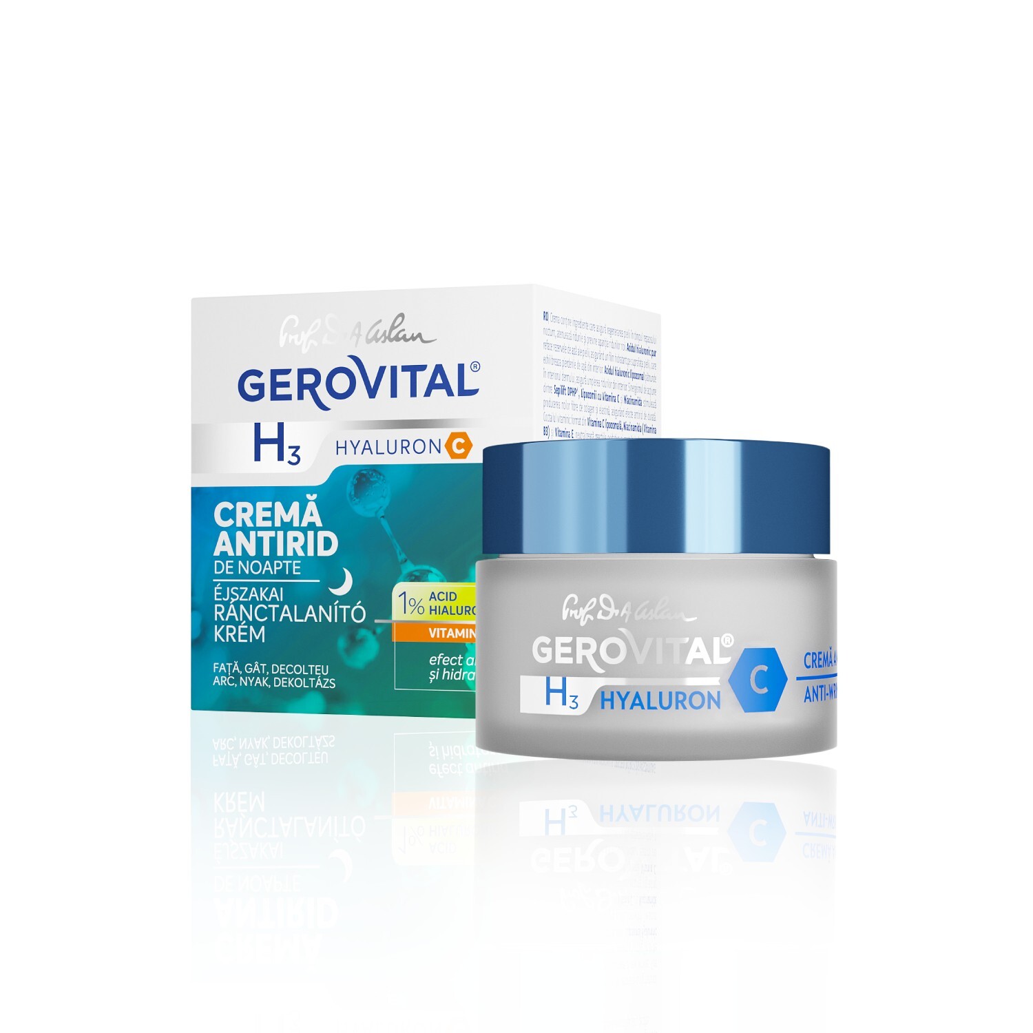 Crema Antirughe Idratante Rigenerante da Notte, Gerovital H3 Hyaluron C
