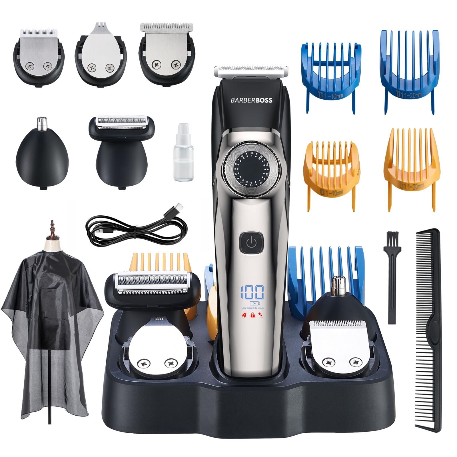 BarberBoss tagliabarba professionale, tagliacapelli da uomo, (y4M)