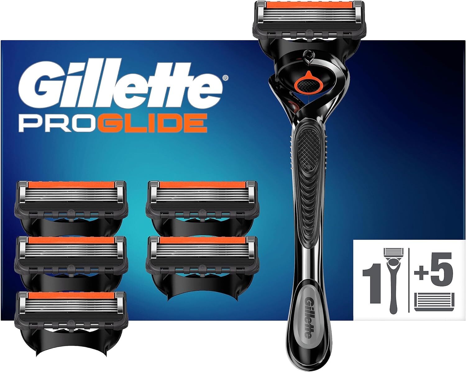 Gillette ProGlide RASOIO UOMO, Rasoio a Mano Libera, 6 LAMETTE DA BARBA da 5...