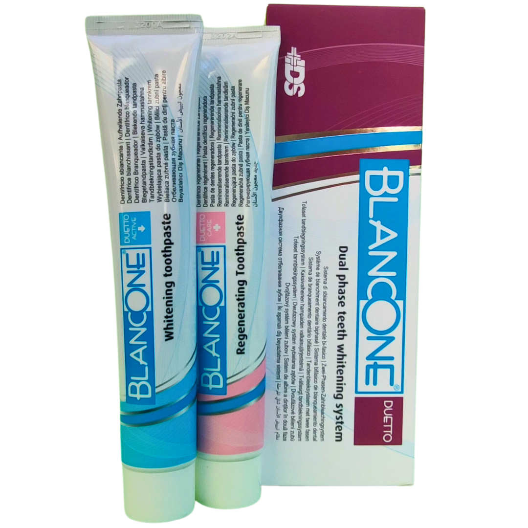 Blancone Duetto Dentifricio Sbiancante con Enzimi Naturali - 2 Tubetti da 75 ml