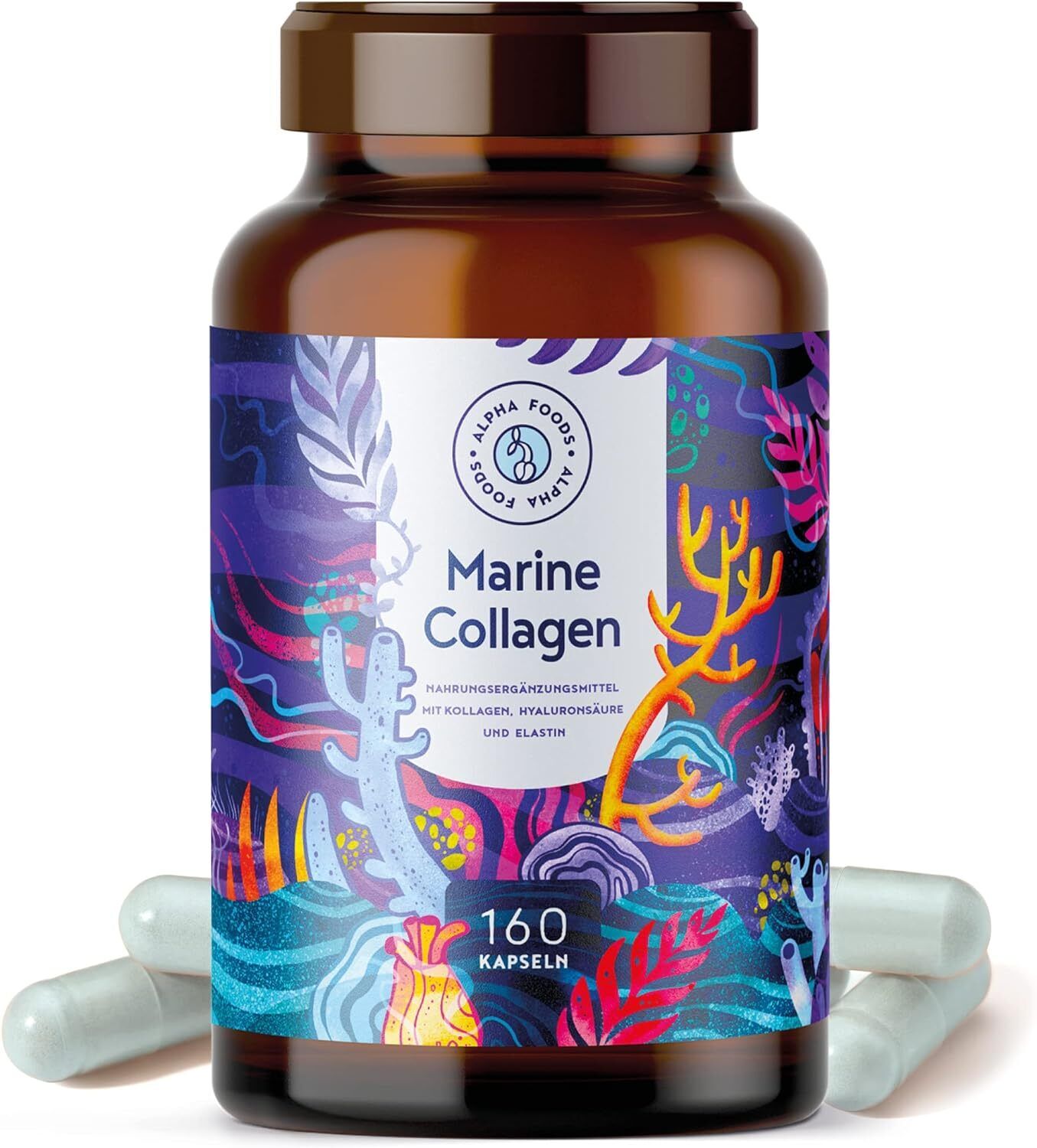 Alpha Foods Integratore Collagene Marino Acido Ialuronico Idrolizzato 160 CPS