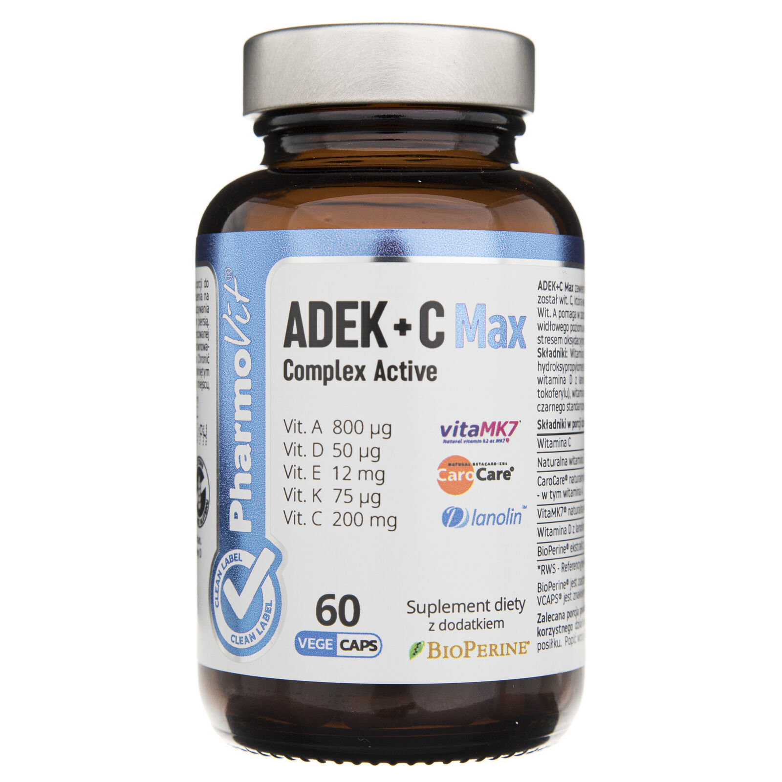 Pharmovit ADEK + Vitamina C Max Complex Active, 60 capsule