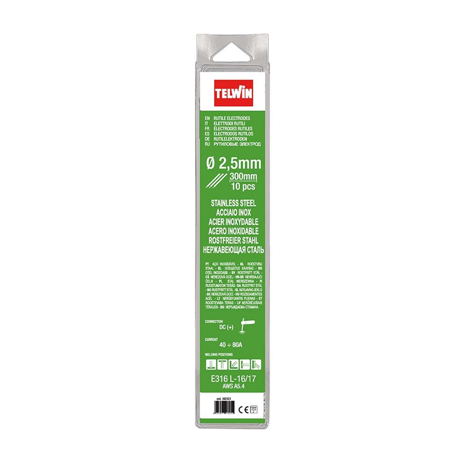 Elettrodo Rutile Inox D. 2,5 (10pz) - Telwin 802623