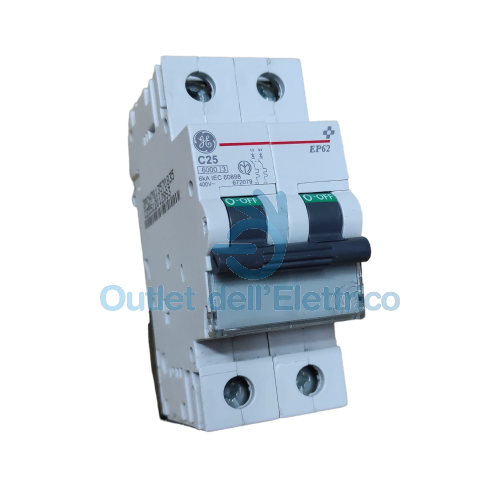 GE POWER 672079 EP62C25 INTERRUTTORE AUTOMATICO MAGNETOTERMICO 2P 25A 6KA C