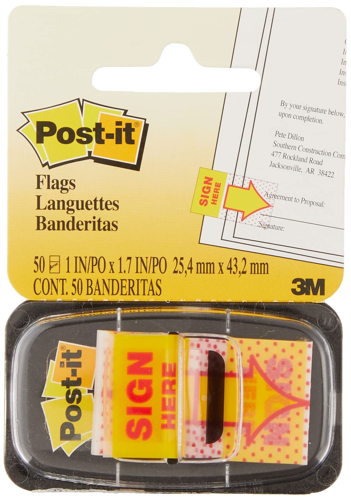 Post-it 25mm x 43.2mm Index Sign Here Flags (50 Sheets),680-9 Standard Yellow