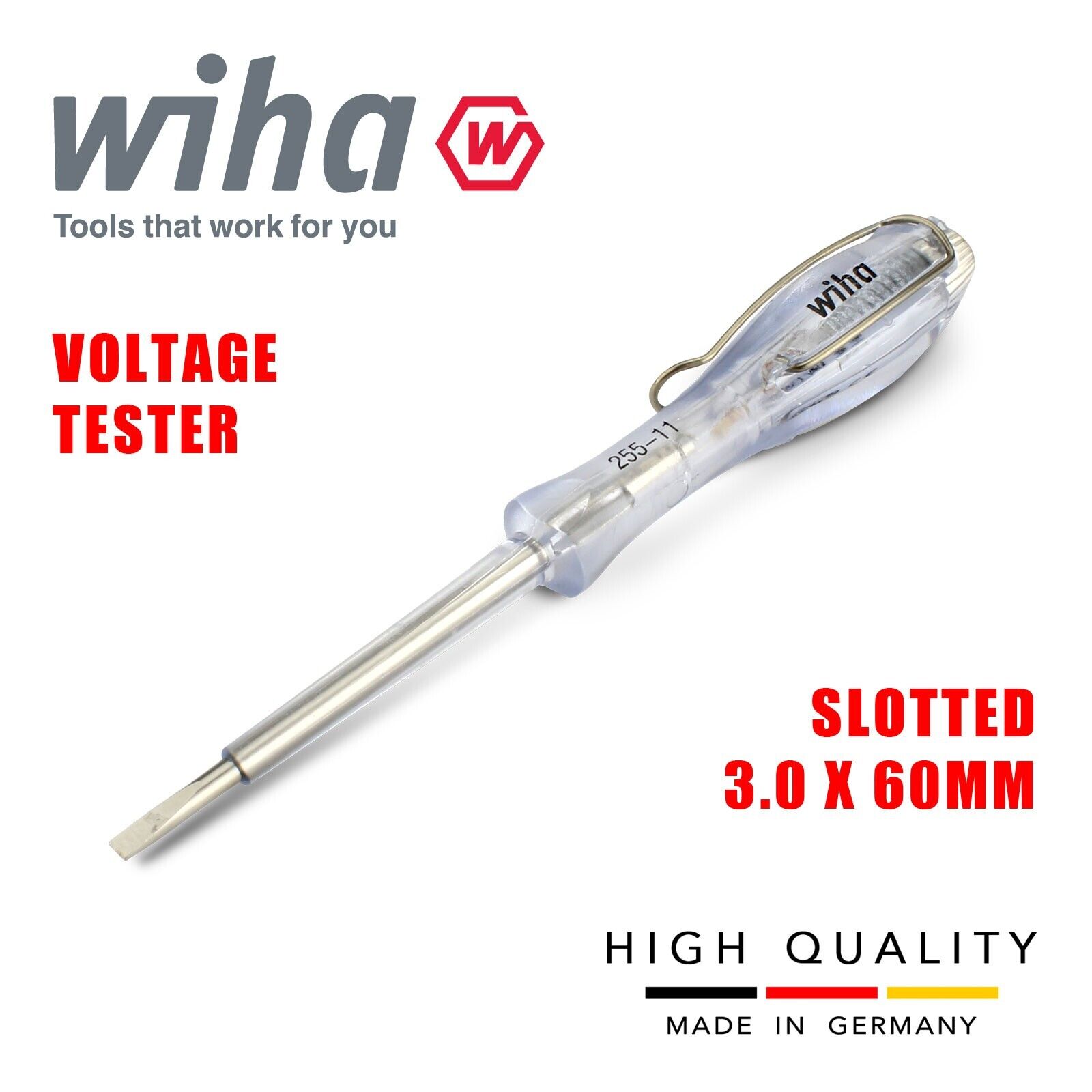 Wiha Tester di Tensione Cacciavite con Intaglio VDE Elettrico 120 250v AC 3.0mm