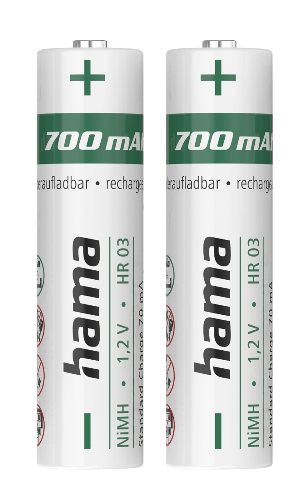Hama - Batterie NiMH per telefoni cordless, formato AAA, 1,2 volt, 700 mAh, conf
