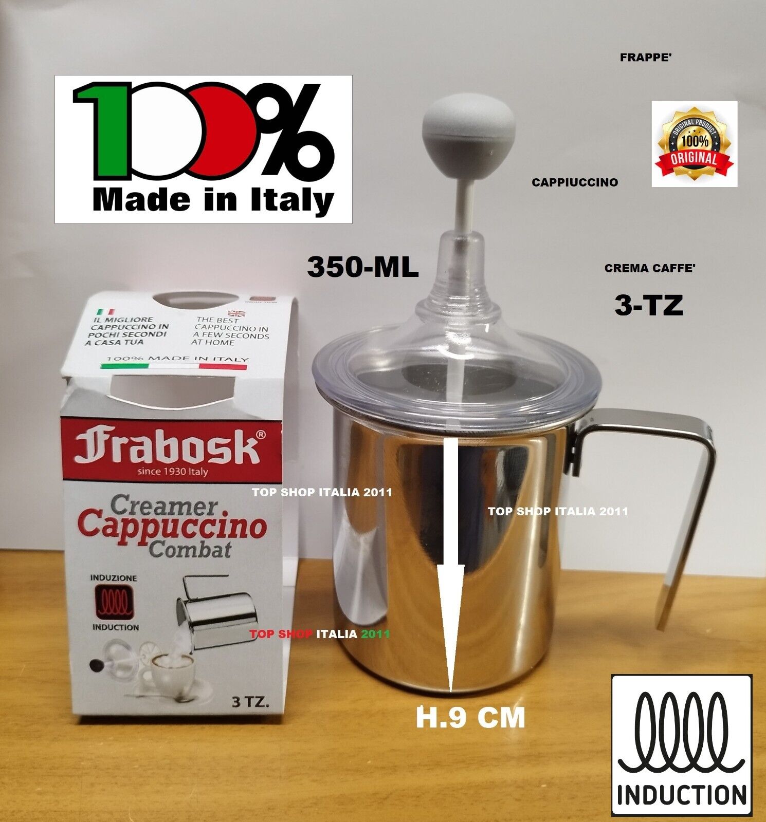 FRABOSK NEW MONTALATTE CAPPUCCINO CREAMER CREMA CAFFE' 3-TZ LATTE INOX  9 2023