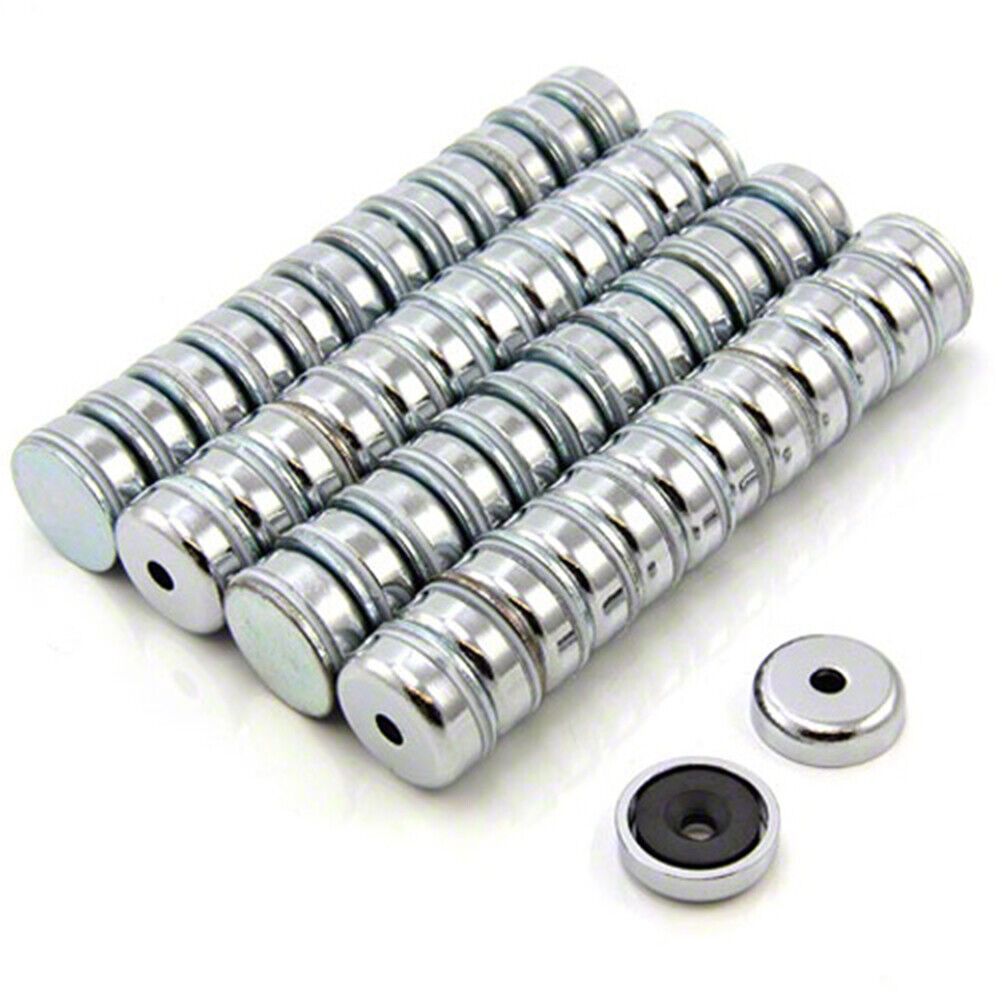 25mm Dia X 7mm X 5mm Countersunk Ferrite Y30bh Pot Magnete 2.9kg Pull (x100)