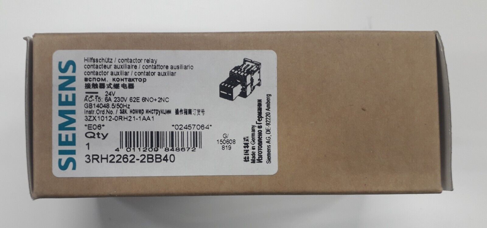 SIEMENS 3RH2262-2BB40 CONTATTORE AUSILIARIO NUOVO