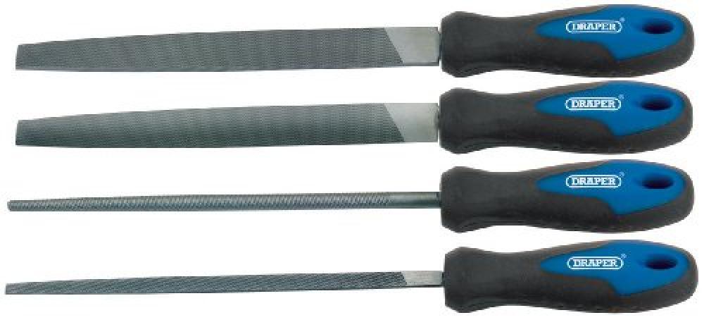 (TG. 4-Piece) Draper 44962 - Set 4 lime con impugnatura Softgrip, 200 mm - NUOVO