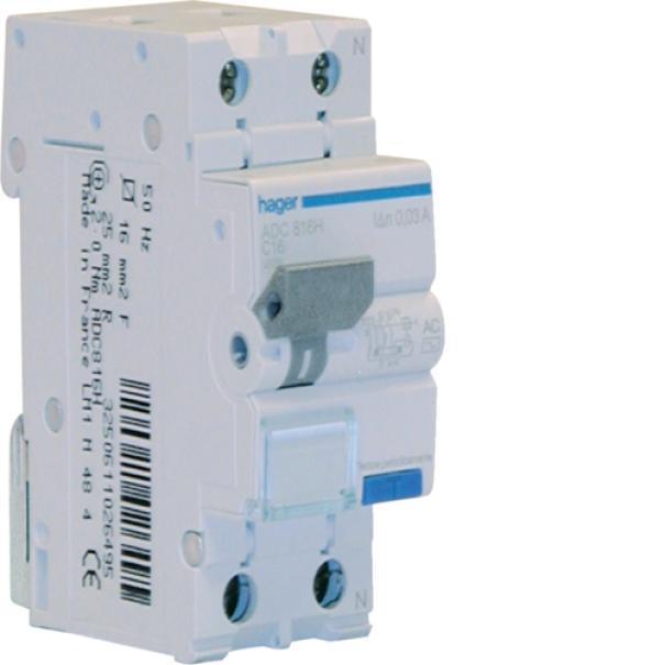 Interruttore Magnetotermico Differenziale 1P+N 4.5Ka C-10A 30Ma Ac 2M Hager ADC8