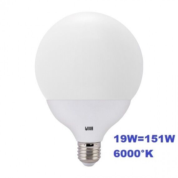 Lampadina LED 19w E27 luce fredda 6000k equivalente a 151w Globo Opale